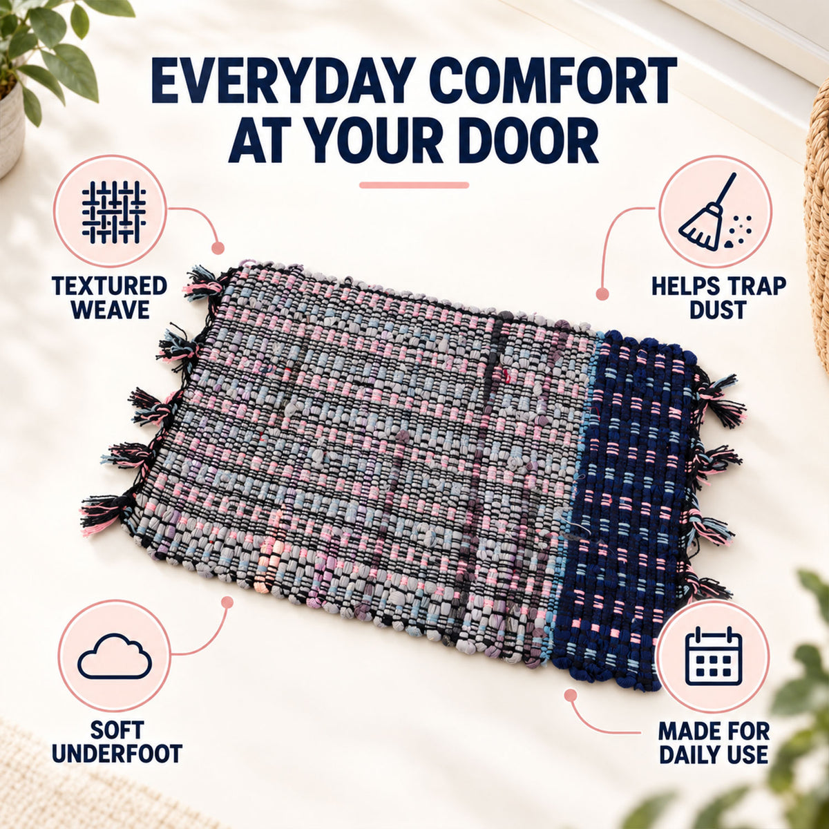 Decorative woven floor mat details - view 04