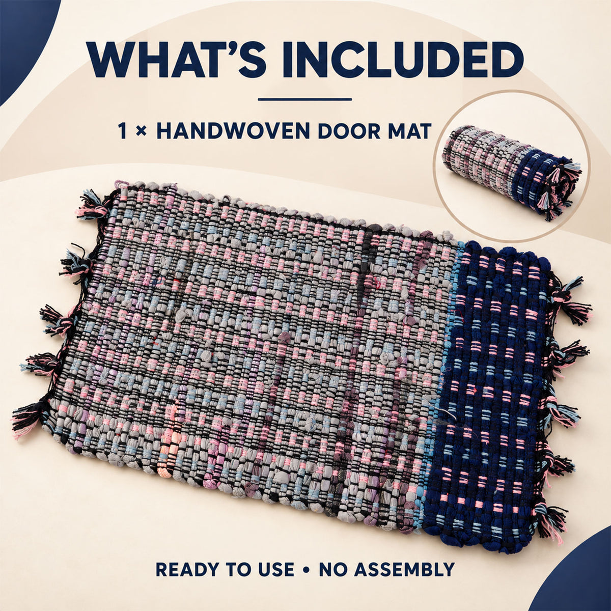 Decorative woven floor mat details - view 05