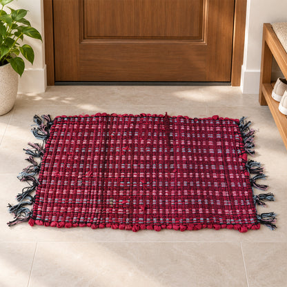 Decorative woven floor mat with tassel fringe - Door-Mat-02