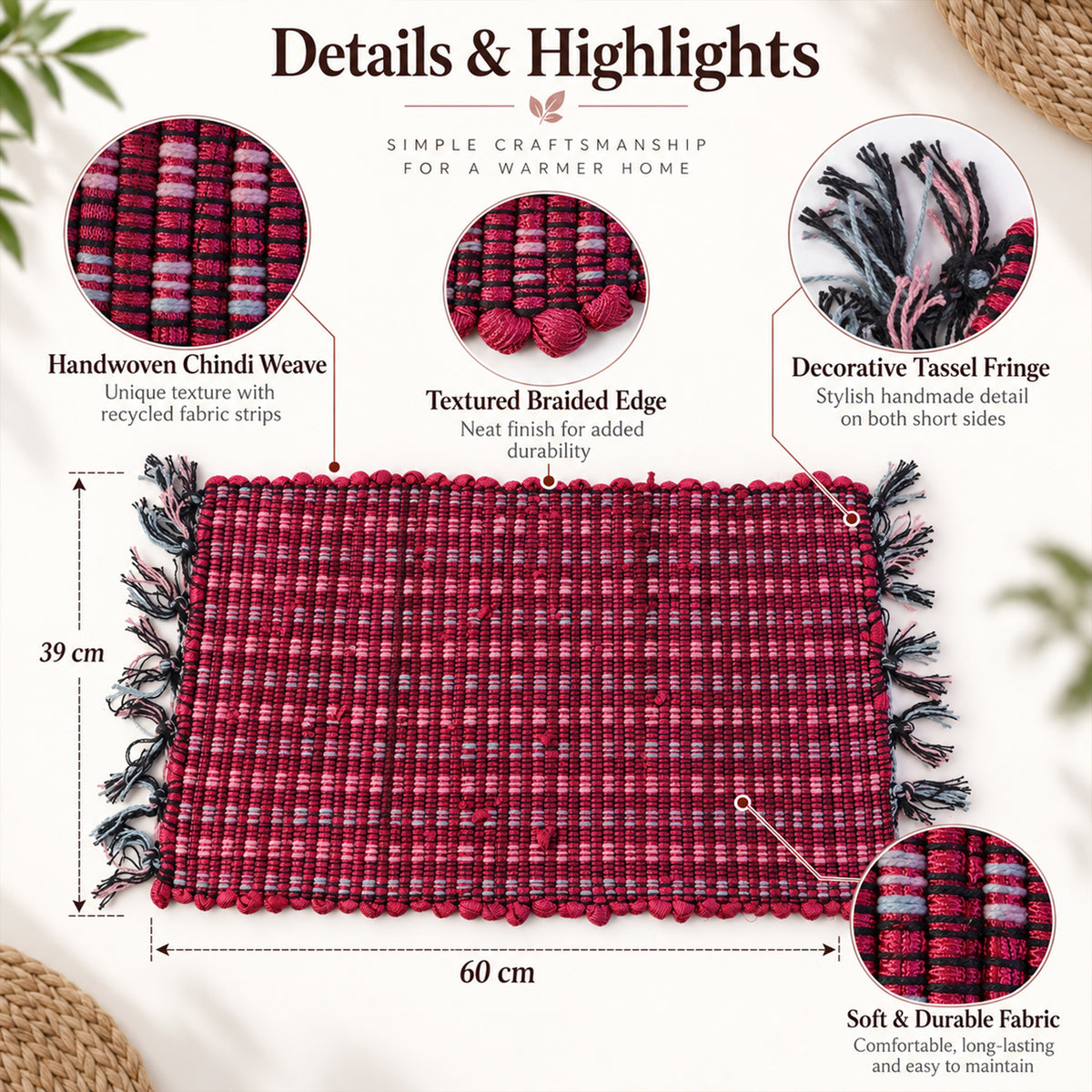 Woven decorative floor mat details - Door-Mat-08