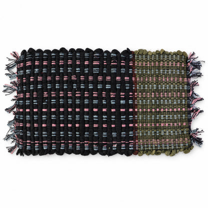 Two tone woven floor mat with tassel edges - Door-Mat-05