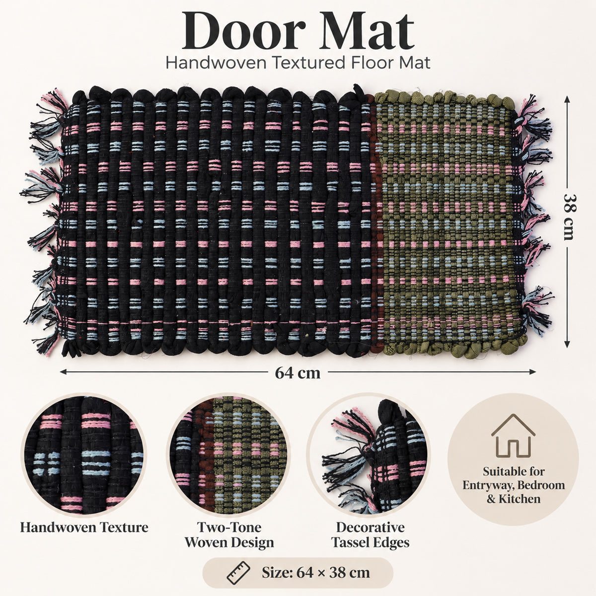 Two tone woven floor mat details - Door-Mat-06