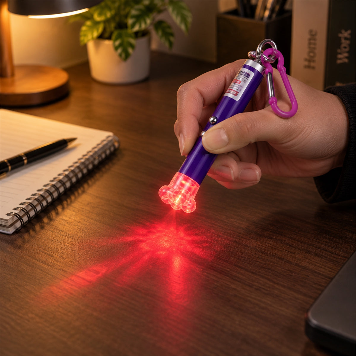 Handheld keychain light in use