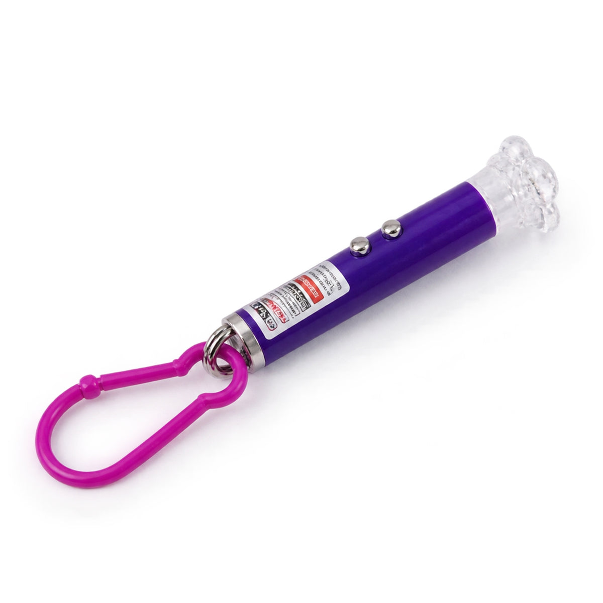 Laser pointer keychain on white background