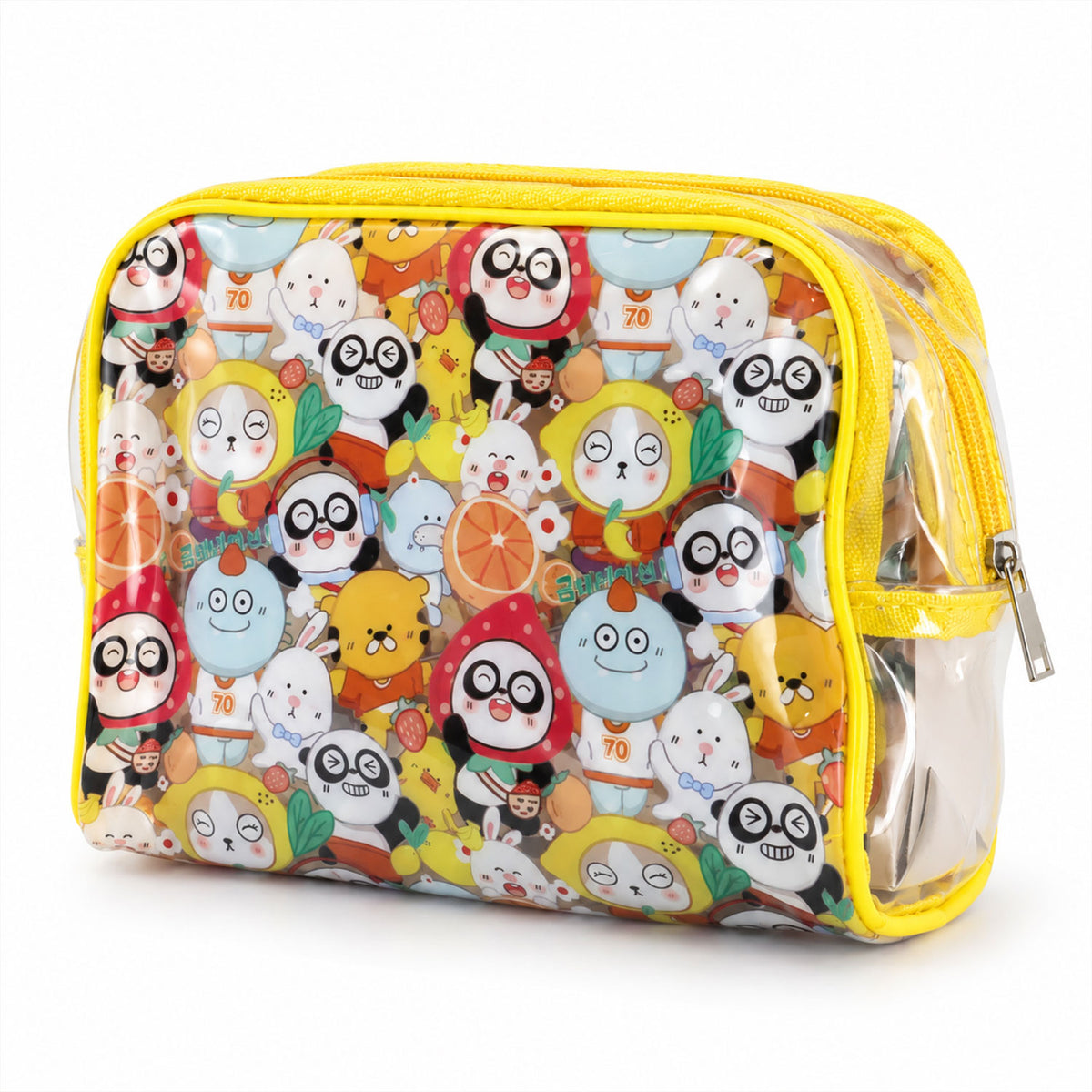 Cosmetic pouch on white background