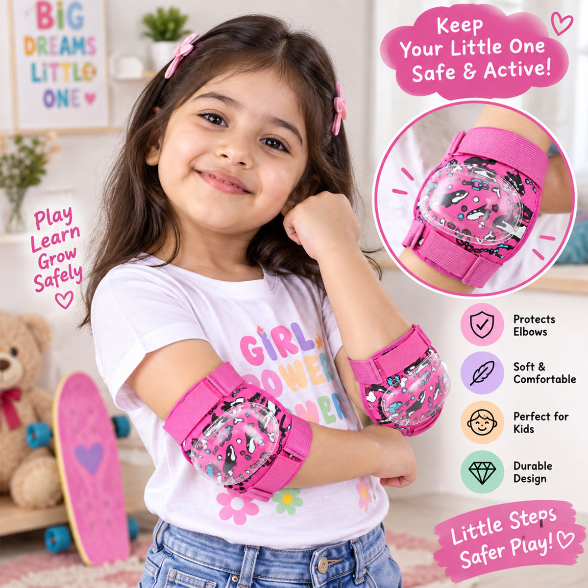 Kids elbow pads white bg