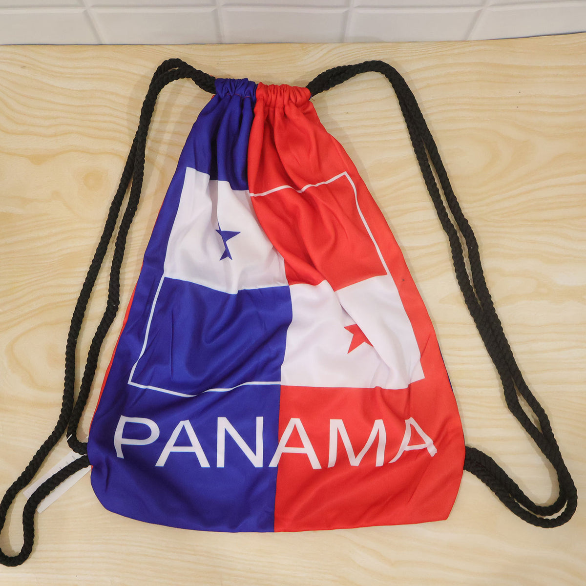 Actual printed drawstring bag