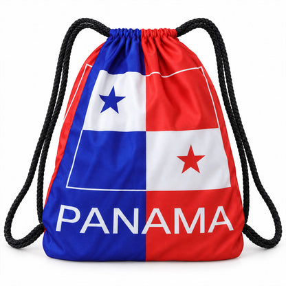 Printed drawstring backpack on white background