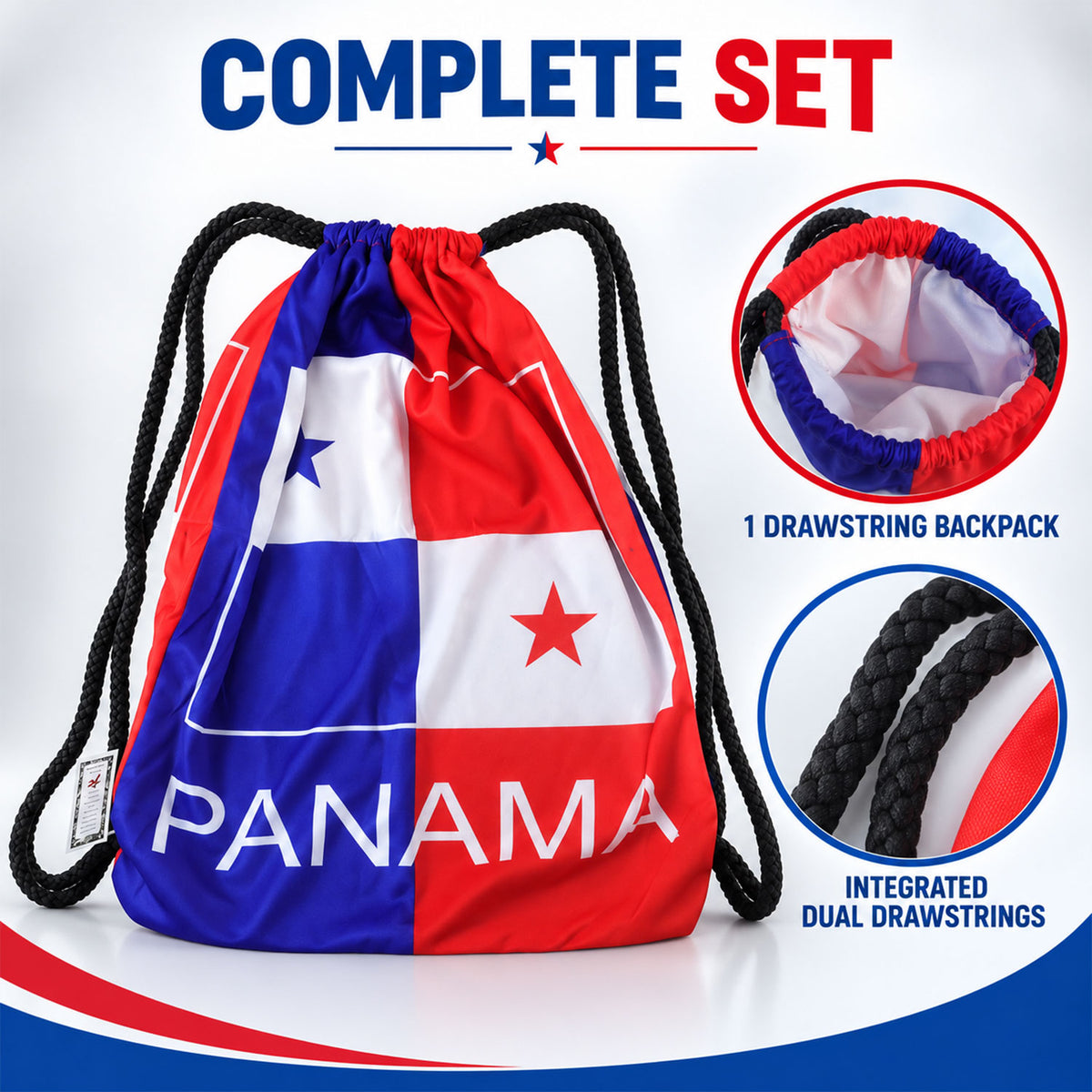 Single drawstring backpack with integrated cords