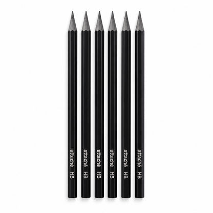 Six wooden pencils on white background