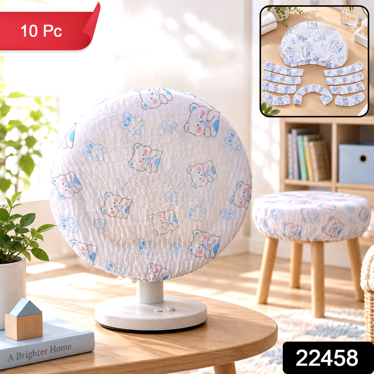 Elastic Fan Dust Covers Set with Cartoon Print for Table Fans (10 Pc)