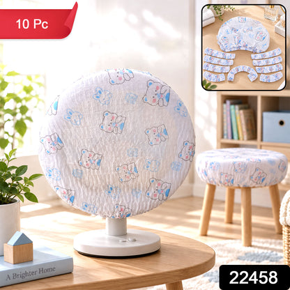Elastic Fan Dust Covers Set with Cartoon Print for Table Fans (10 Pc)