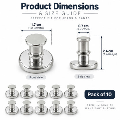 Magnetic push pin clip size guide showing approximately 2.4 cm total height and 1.7 cm top diameter