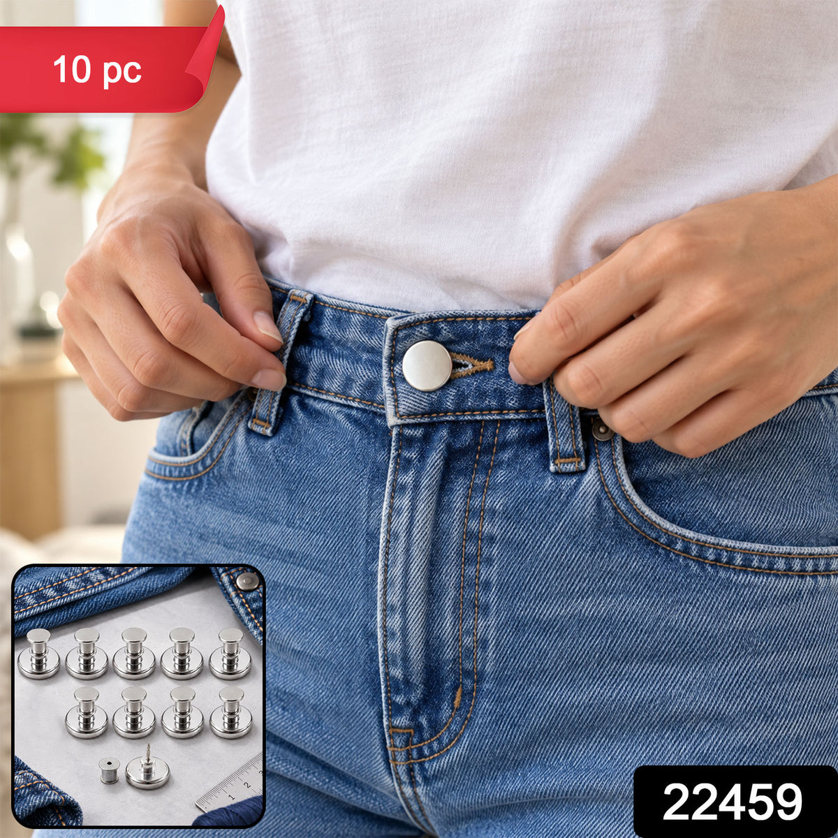 Metal magnetic push pin clips with product code 22459 and 10 Pc label