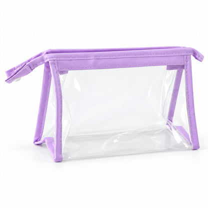 Transparent PVC zipper pouch with purple trim - view 07