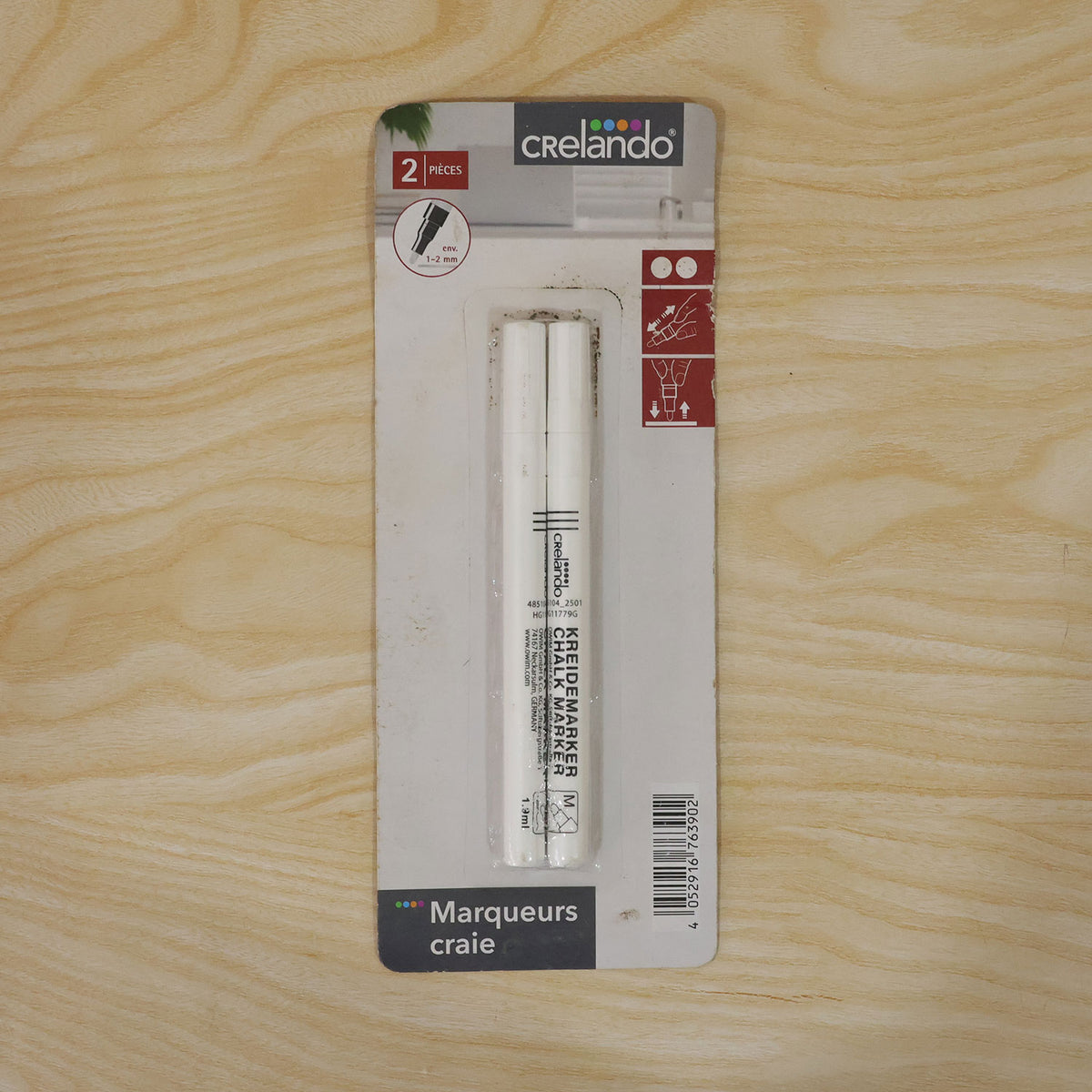 Actual chalk marker card packaging