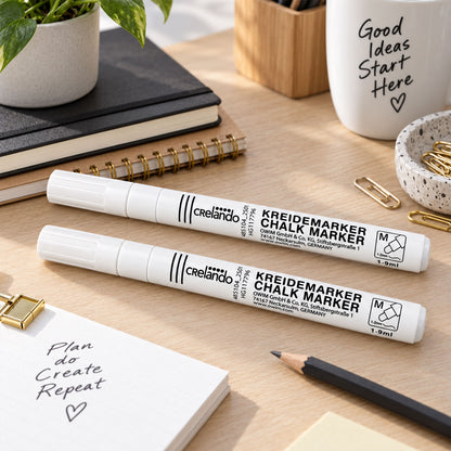 Pair of chalk markers on desk
