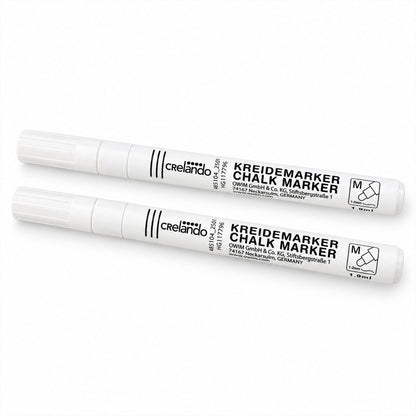 Two chalk markers on white background