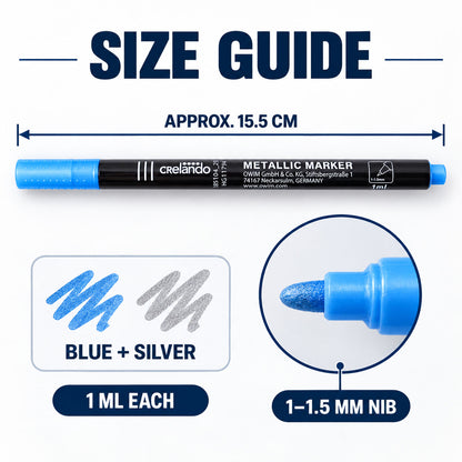 Metallic marker size guide