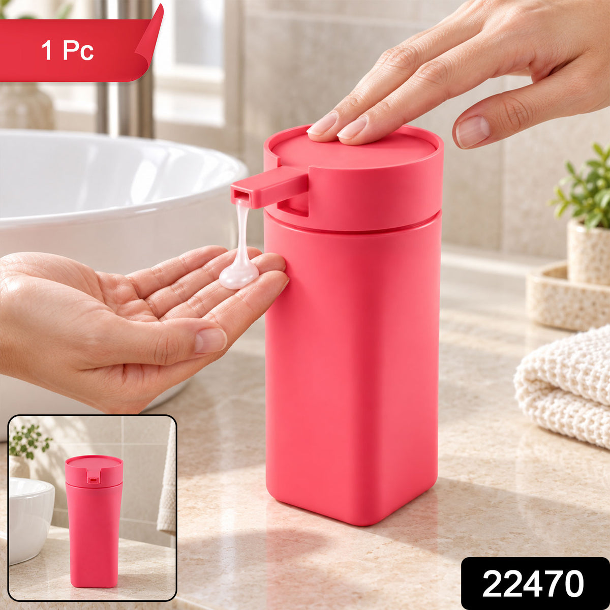 Liquid Soap Dispenser Bottle with Press Pump, Refillable Hand Wash Bottle (1 Pc)