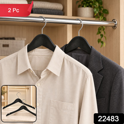 Black Clothes Hangers with Swivel Hook for Shirts and Blazers (2 Pc)