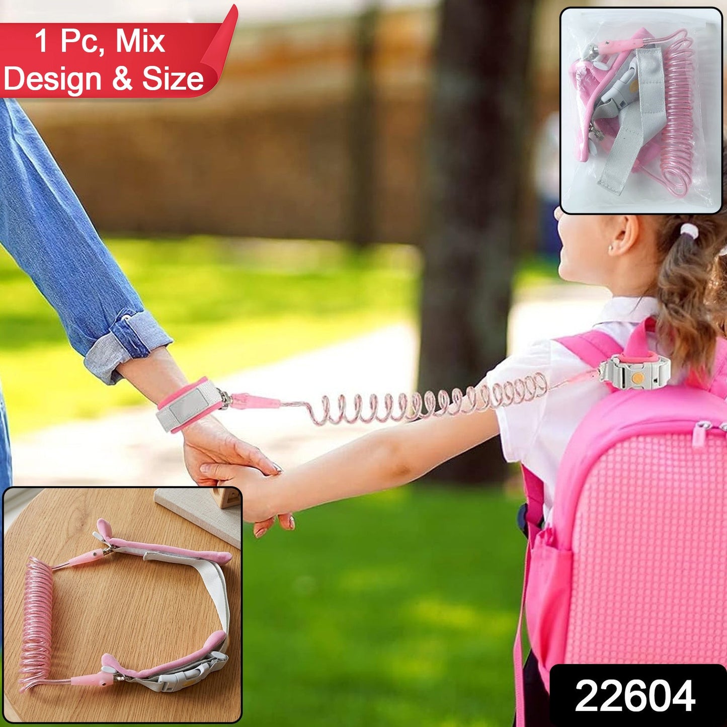 Adjustable child safety harness strap in mix design