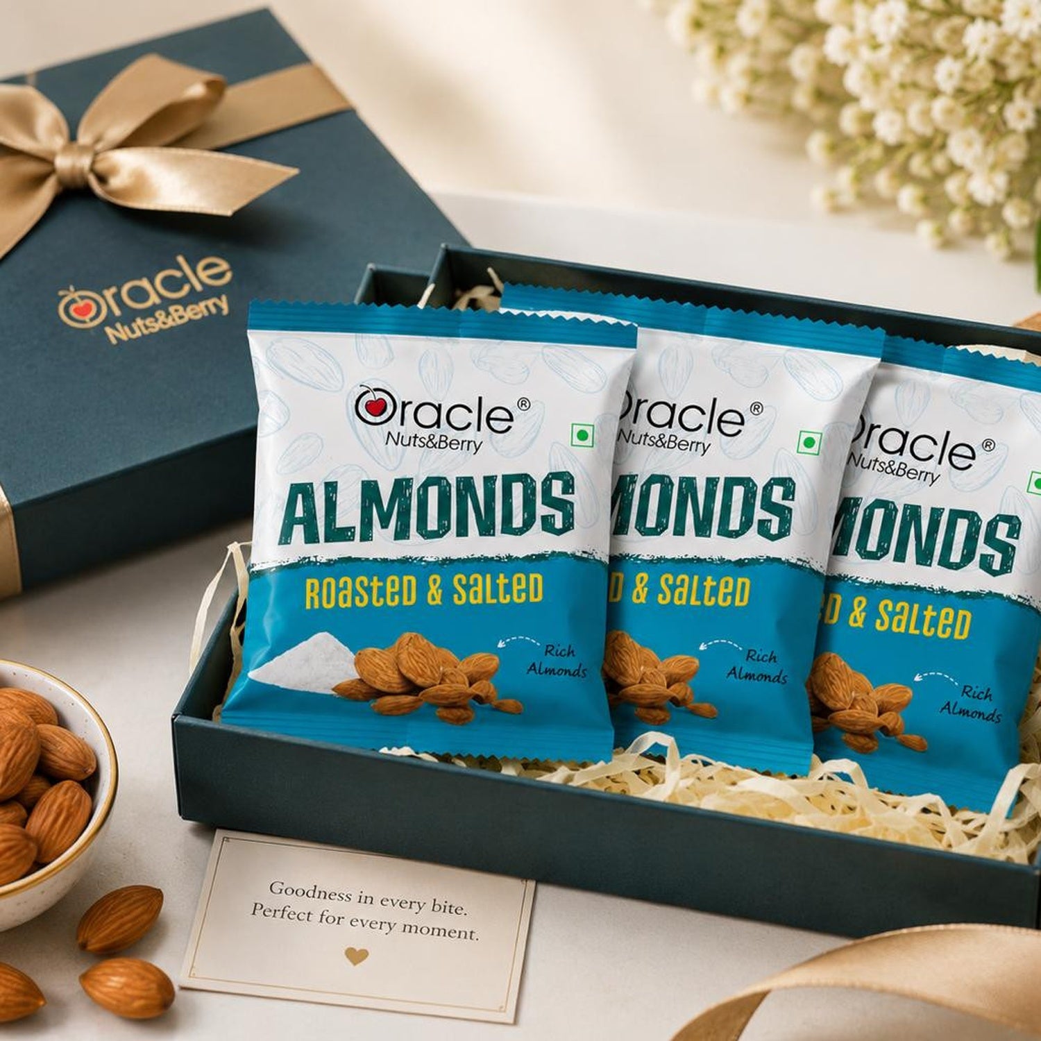 Oracle Roasted & Salted Almond Mini, Crunchy Single-Serve On-the-Go Badam Pack 18g
