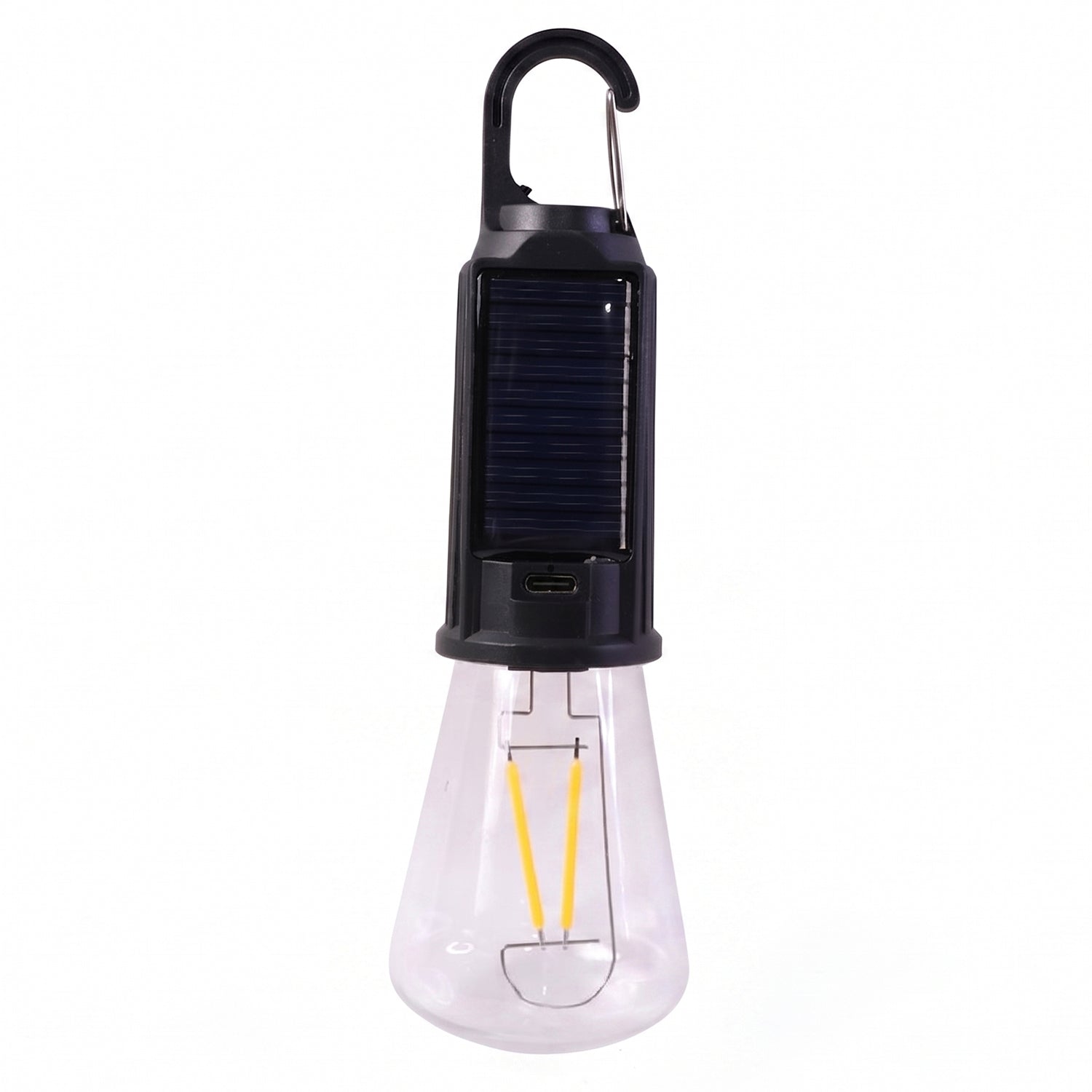 Solar Rechargeable Camping Lamp LED Bulb Warm Light with Hook Portable (1 Pc)