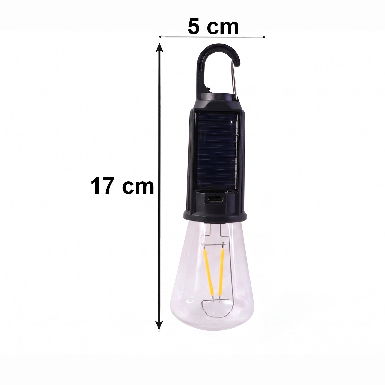 Solar Rechargeable Camping Lamp LED Bulb Warm Light with Hook Portable (1 Pc)