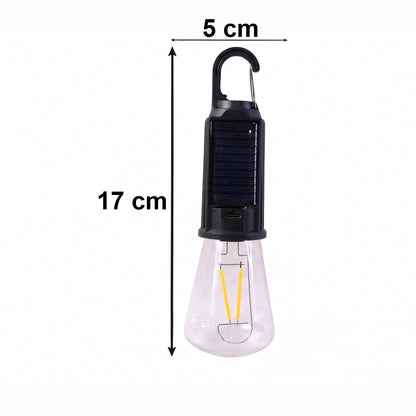 Solar Rechargeable Camping Lamp LED Bulb Warm Light with Hook Portable (1 Pc)