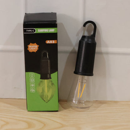 Solar Rechargeable Camping Lamp LED Bulb Warm Light with Hook Portable (1 Pc)