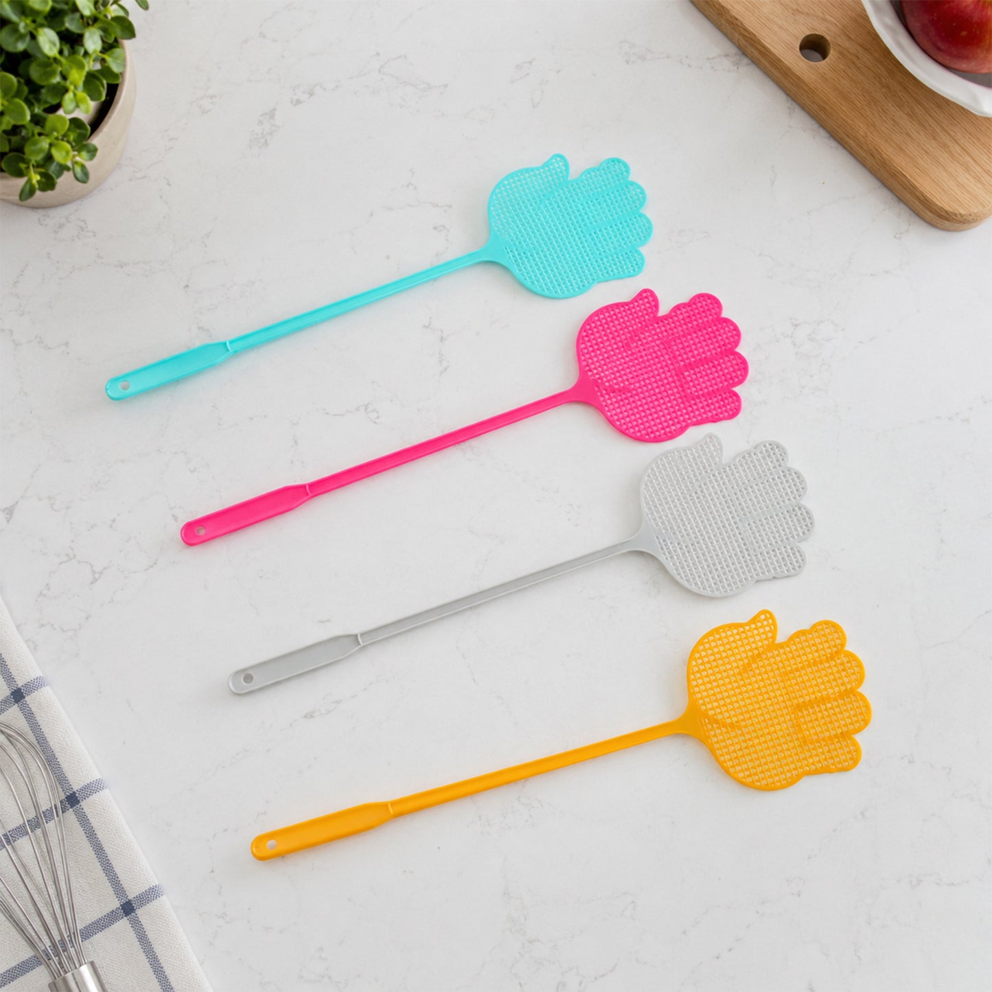 Colourful long handle fly swatter set