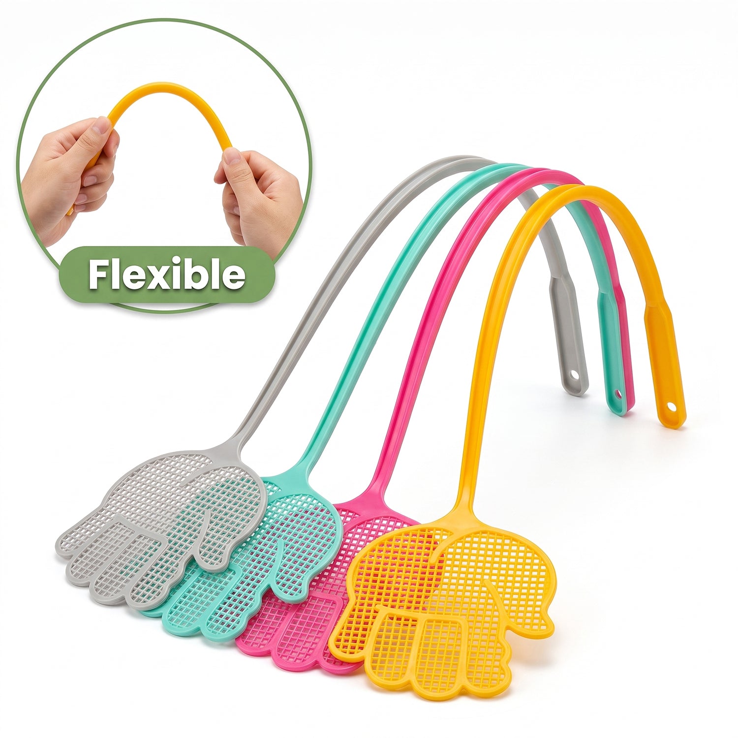 Flexible plastic fly swatter handles