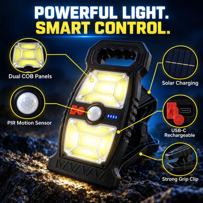 Solar motion sensor rechargeable clip light - view 03