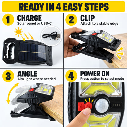 Solar motion sensor rechargeable clip light - view 05