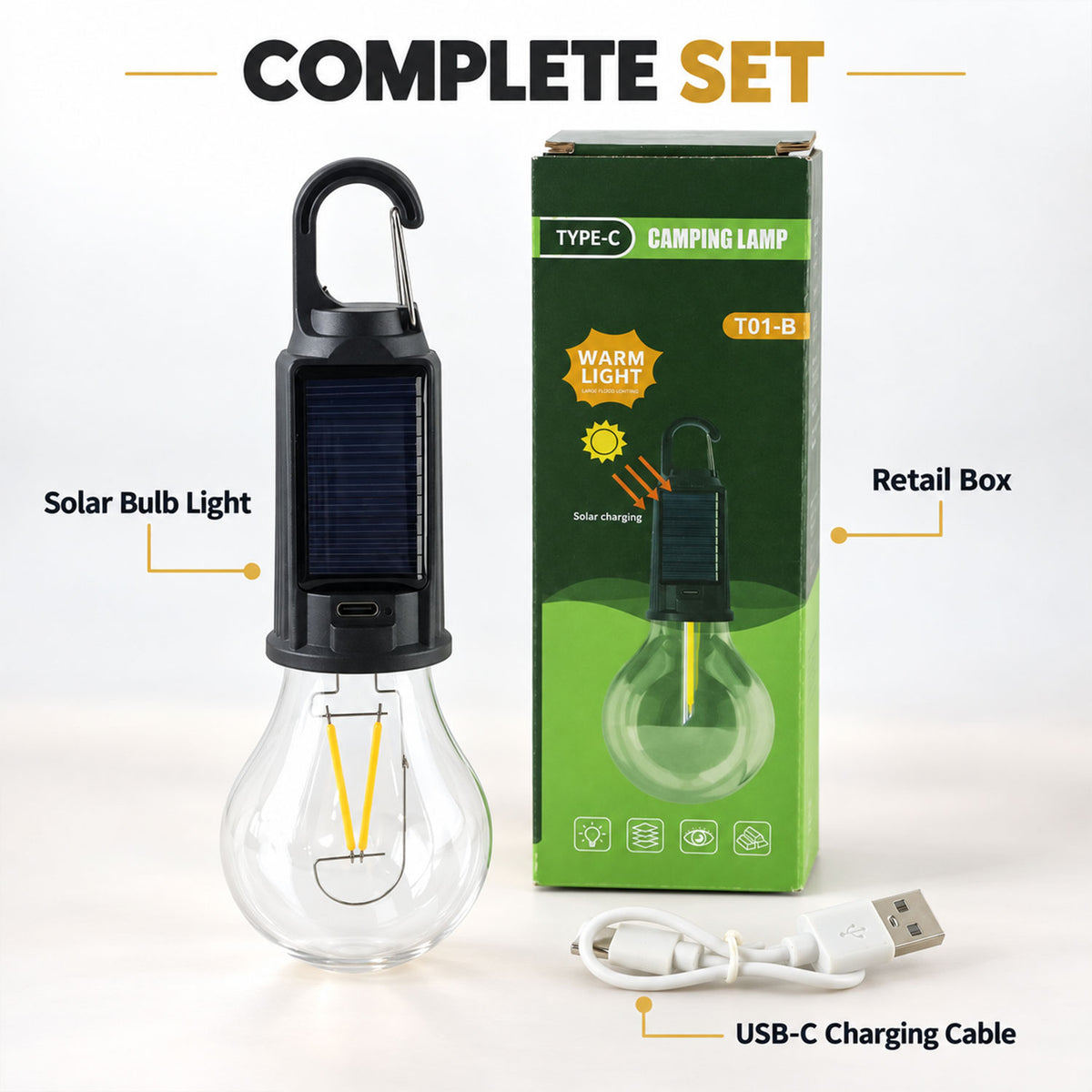 Solar hanging camping bulb light - view 05