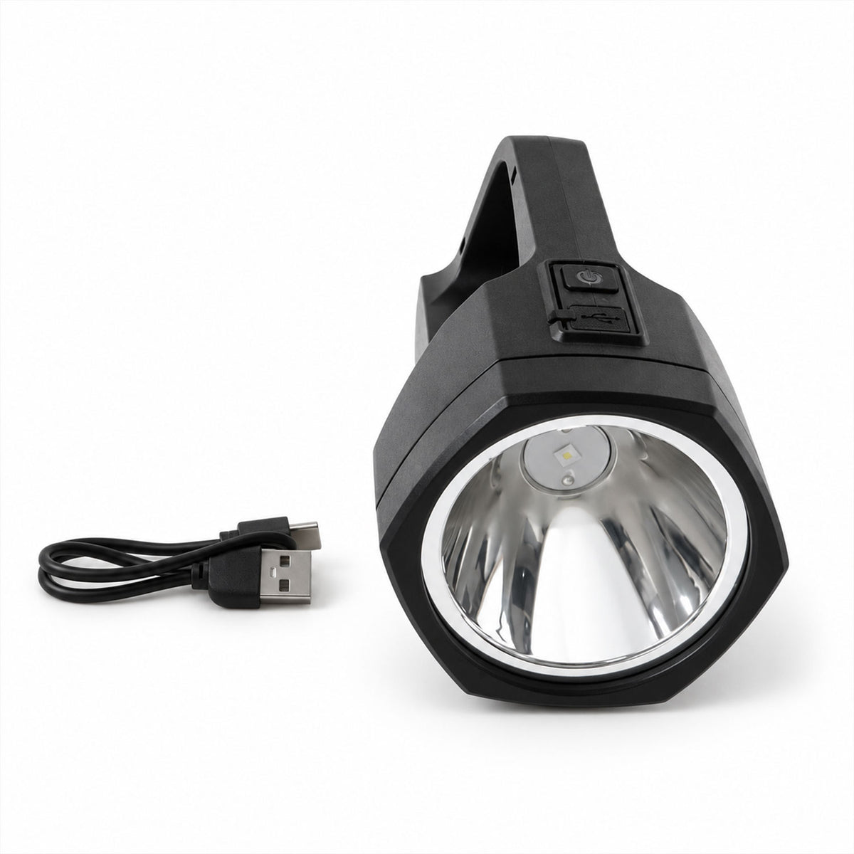 Rechargeable LED torch with side work light view 06