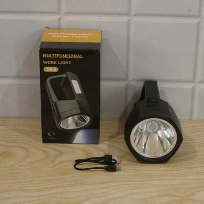 Rechargeable LED torch with side work light actual product