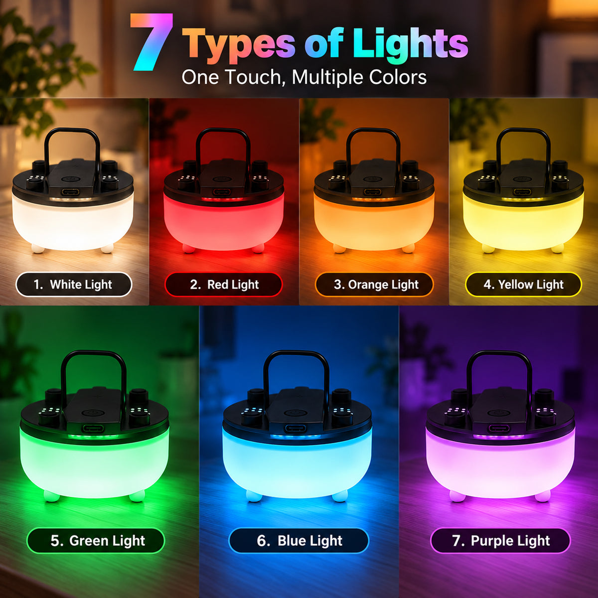 Seven colour LED night light with hanging handle 9