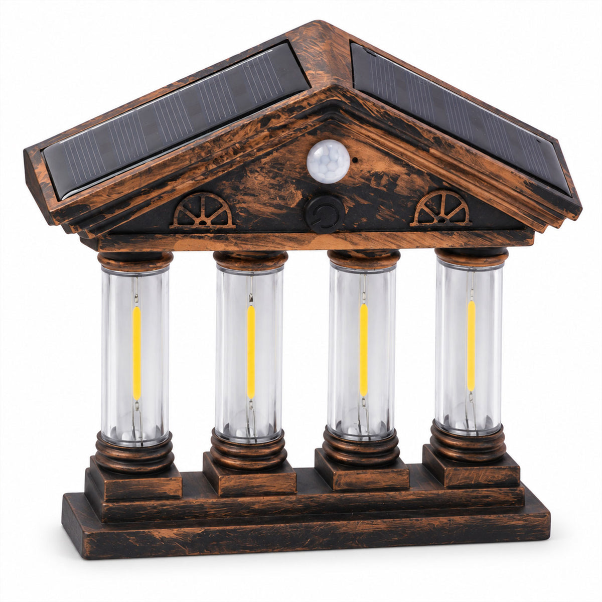 Four COB motion sensor solar wall light with dual solar panels 5