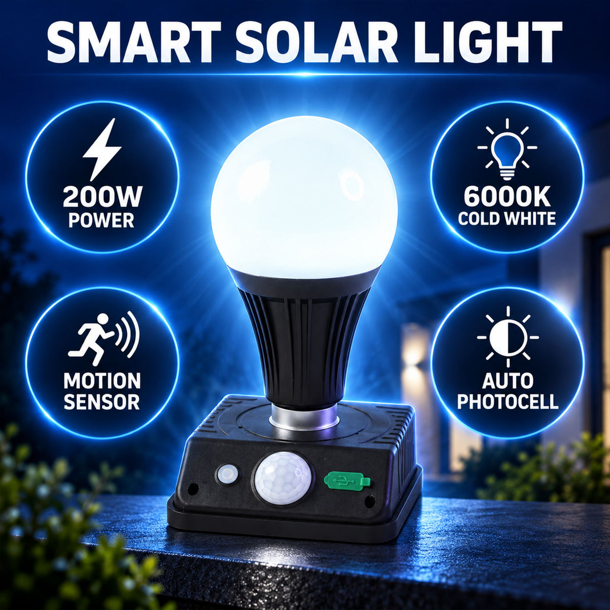 Solar motion sensor wall light with frosted bulb 4