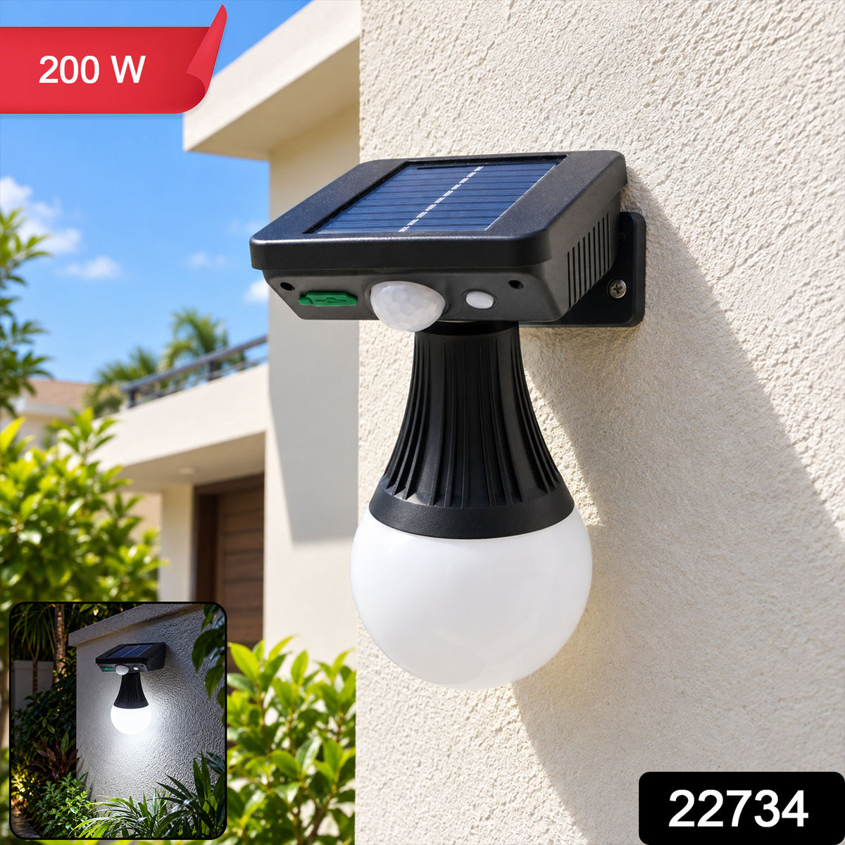 Solar motion sensor wall light with frosted bulb 2