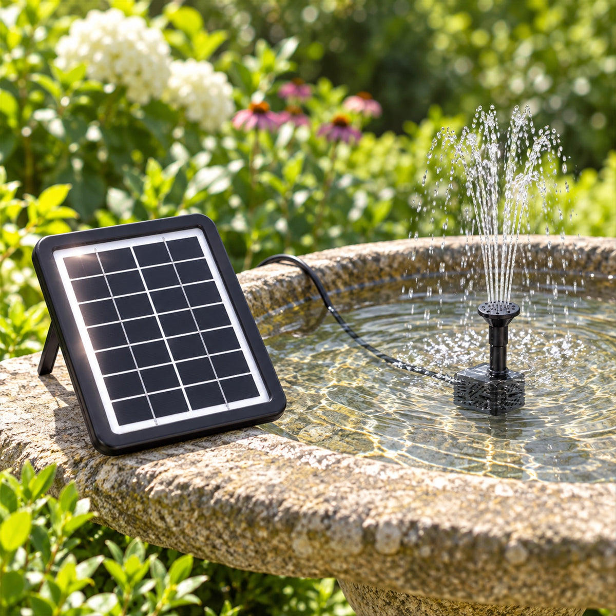Solar water fountain pump kit with panel and interchangeable nozzles 3