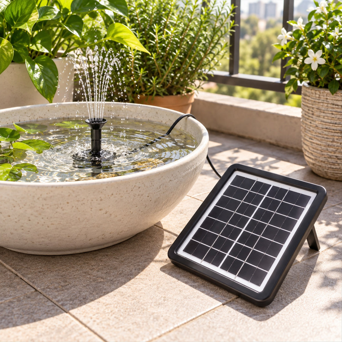 Solar water fountain pump kit with panel and interchangeable nozzles 4