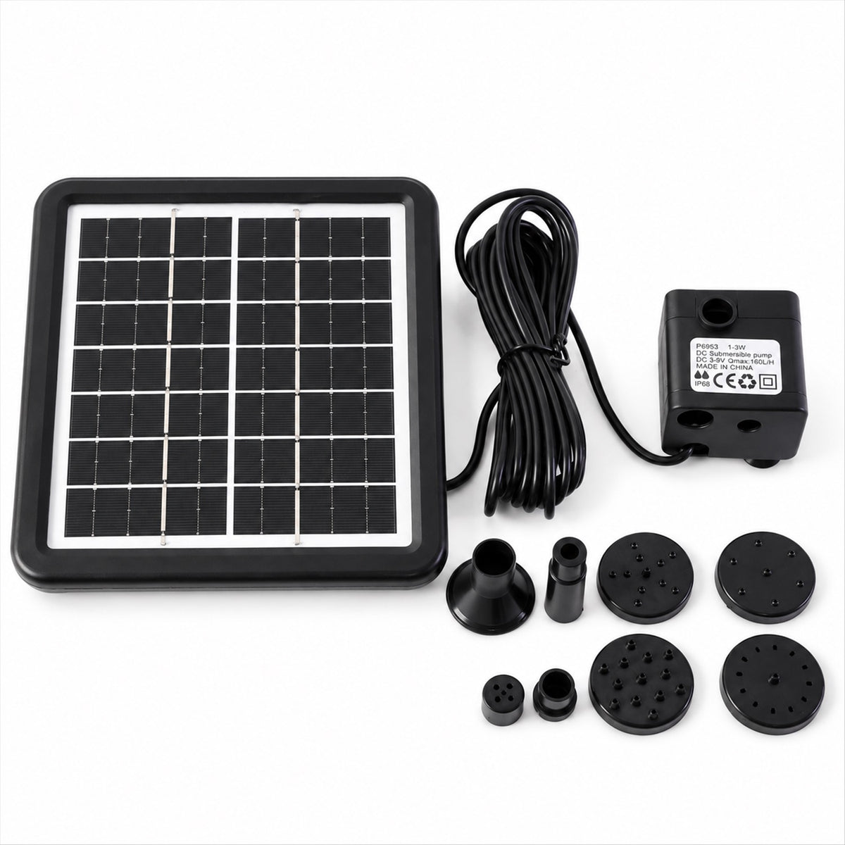 Solar water fountain pump kit with panel and interchangeable nozzles 5