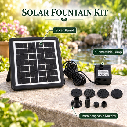 Solar water fountain pump kit with panel and interchangeable nozzles 7