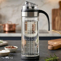 Glass Oil Dispenser Bottle – Leak-Proof, Auto Flip Lid & Handle