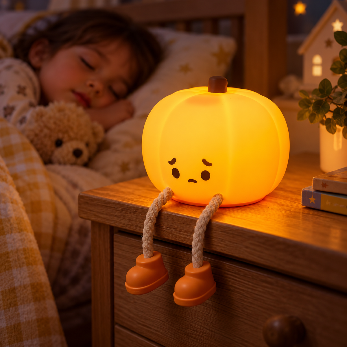 Silicone Pumpkin Night Light USB Rechargeable Soft Touch Lamp showcase