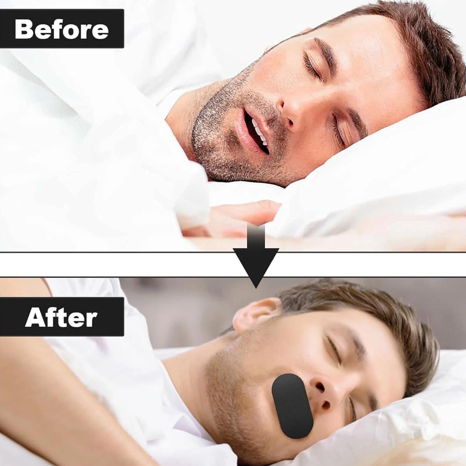 Sleep tape before and after illustration