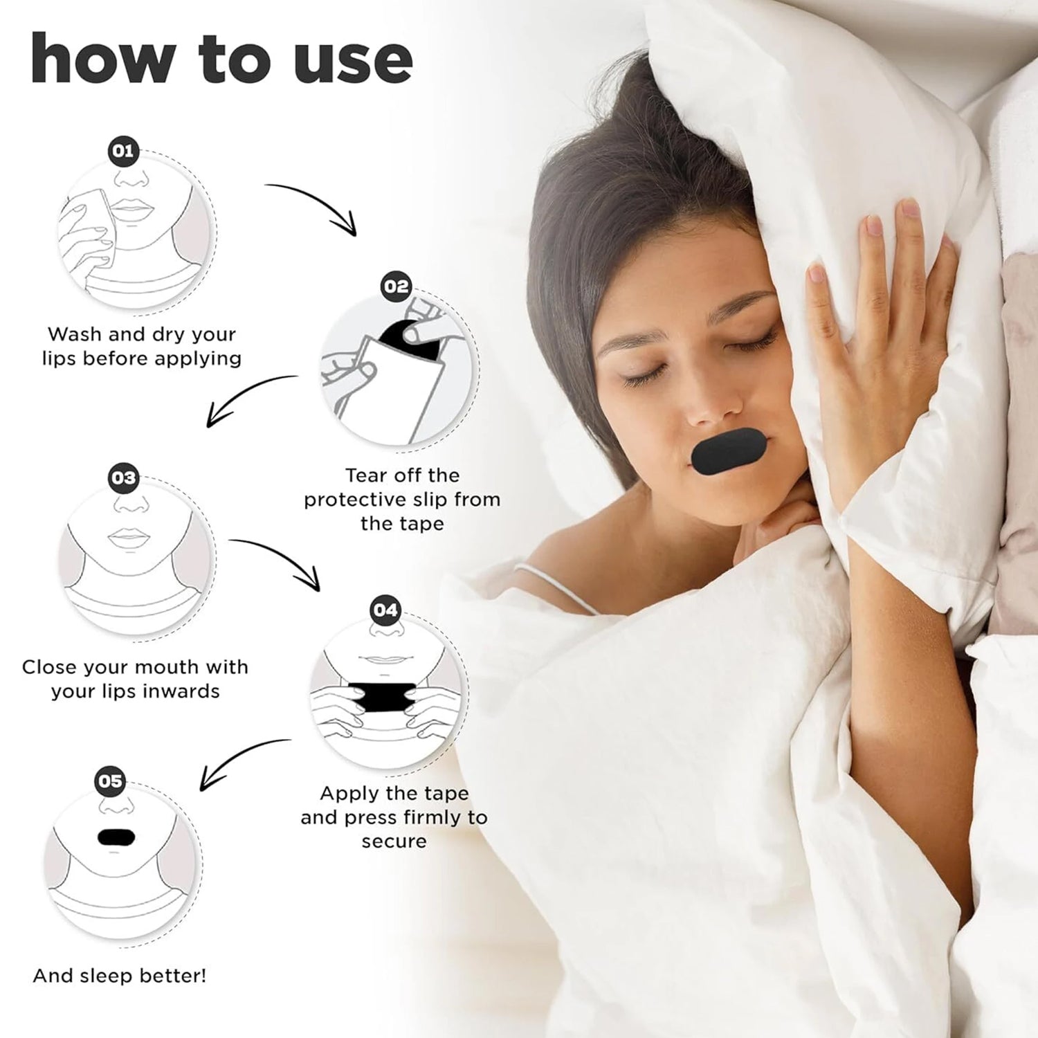 Closed mouth sleep tape usage instructions